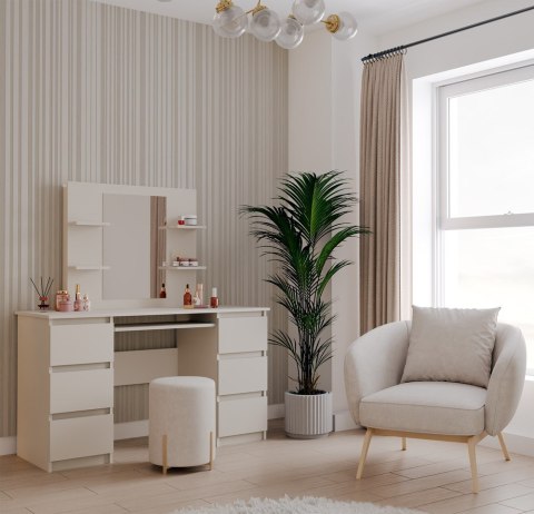 ELEGANCKA TOALETKA KOSMETYCZNA MARINA Z LUSTREM 4 PÓŁKI KOLOR KASZMIR