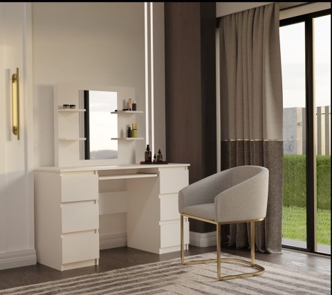 ELEGANCKA TOALETKA KOSMETYCZNA MARINA Z LUSTREM 4 PÓŁKI KOLOR KASZMIR