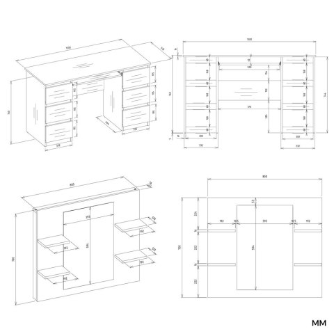 ELEGANCKA TOALETKA KOSMETYCZNA MARINA Z LUSTREM 4 PÓŁKI KOLOR KASZMIR