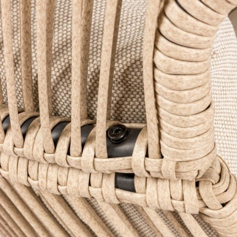 FOTEL RATTANOWY HOLAND OGRODOWY Z PODUSZKĄ STALOWA RAMA BEŻOWY