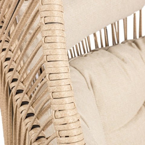 FOTEL RATTANOWY HOLAND OGRODOWY Z PODUSZKĄ STALOWA RAMA BEŻOWY