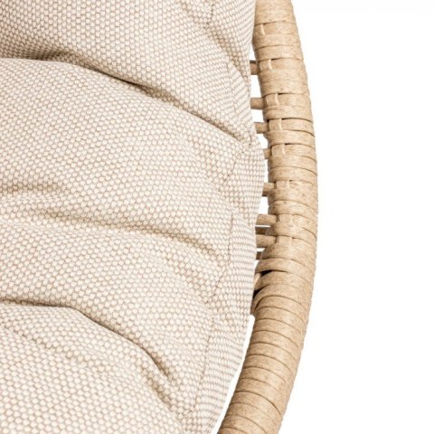 FOTEL RATTANOWY HOLAND OGRODOWY Z PODUSZKĄ STALOWA RAMA BEŻOWY