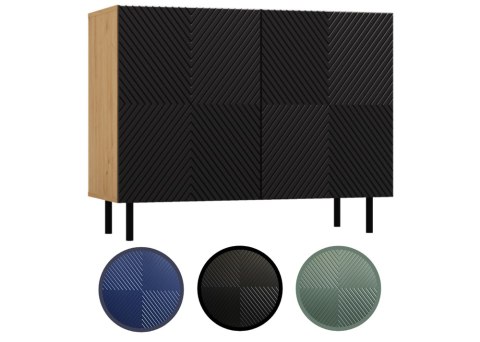 KOMODA KAMA Z RYFLOWANYMI FRONTAMI 2 DRZWI ARTISAN CZARNY