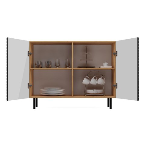 KOMODA KAMA Z RYFLOWANYMI FRONTAMI 2 DRZWI ARTISAN CZARNY