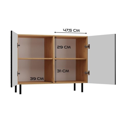 KOMODA KAMA Z RYFLOWANYMI FRONTAMI 2 DRZWI ARTISAN CZARNY