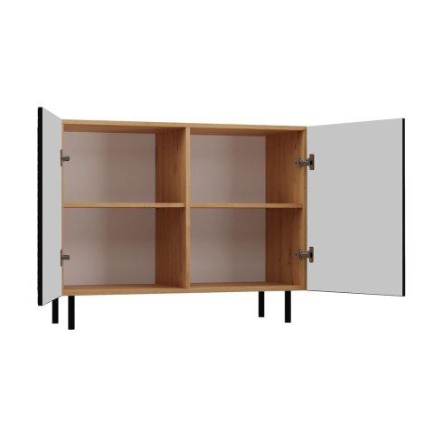 KOMODA KAMA Z RYFLOWANYMI FRONTAMI 2 DRZWI ARTISAN CZARNY