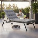 LEŻAK OGRODOWY VIBE PODUSZKA REGULACJA STALOWY STELAŻ CZARNO SZARY