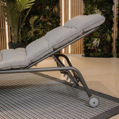 LEŻAK OGRODOWY VIBE PODUSZKA REGULACJA STALOWY STELAŻ CZARNO SZARY