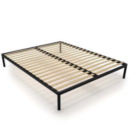 Stelaż Łóżka BED ALU 160x200 Metalowy Drewniane Listwy Nowoczesny CZARNY