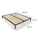 Stelaż Łóżka BED ALU 160x200 Metalowy Drewniane Listwy Nowoczesny CZARNY