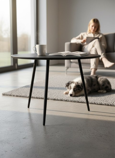 STOLIK KAWOWY OGRODOWY VIBE 60CM STALOWY 3 NOGI SZARY