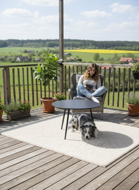 STOLIK KAWOWY OGRODOWY VIBE 60CM STALOWY 3 NOGI SZARY