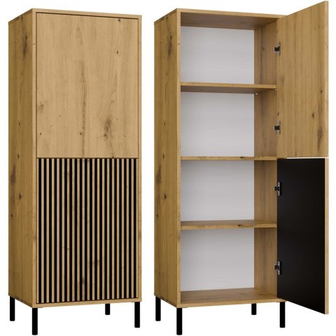 STYLOWA WITRYNA KAMARO 2 DRZWI LAMELE RYFLOWANY FRONT DĄB ARTISAM