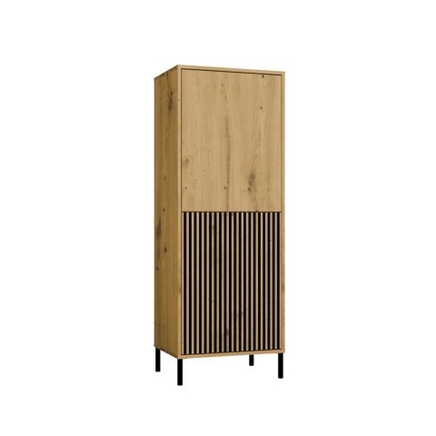 STYLOWA WITRYNA KAMARO 2 DRZWI LAMELE RYFLOWANY FRONT DĄB ARTISAM