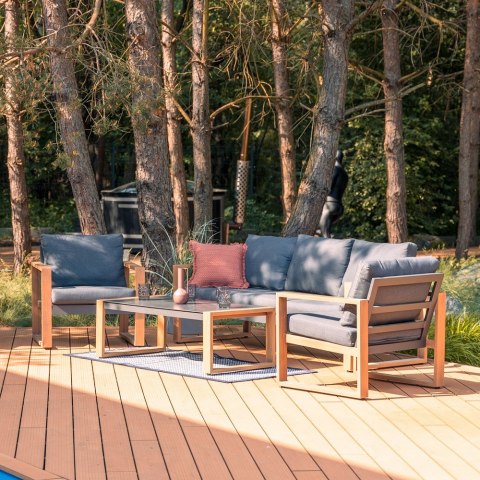 ZESTAW MEBLI JADALNIANYCH DUISBURG 2 FOTELE SOFA STOLIK NA TARAS DO OGRODU