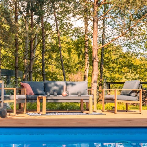 ZESTAW MEBLI JADALNIANYCH DUISBURG 2 FOTELE SOFA STOLIK NA TARAS DO OGRODU