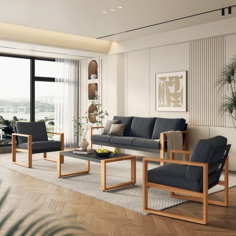 ZESTAW MEBLI JADALNIANYCH DUISBURG 2 FOTELE SOFA STOLIK NA TARAS DO OGRODU