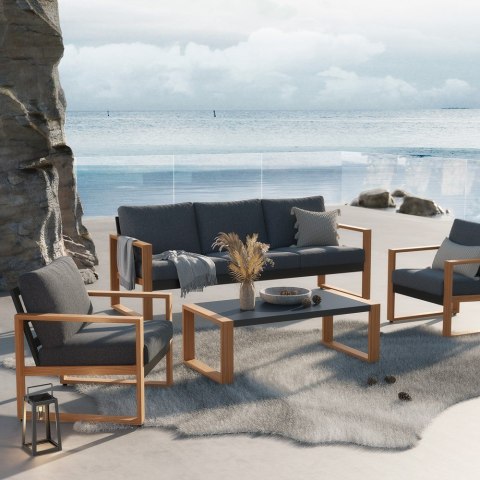 ZESTAW MEBLI JADALNIANYCH DUISBURG 2 FOTELE SOFA STOLIK NA TARAS DO OGRODU