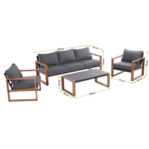 ZESTAW MEBLI JADALNIANYCH DUISBURG 2 FOTELE SOFA STOLIK NA TARAS DO OGRODU