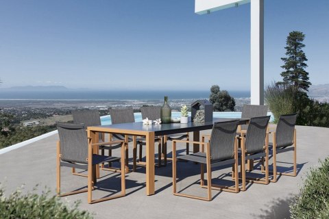 DUŻY ZESTAW MEBLI JADALNIANYCH DUISBURG 8 FOTELI NA TARAS DO OGRODU 8 OSÓB