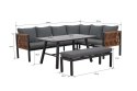 ZESTAW MEBLI OGRODOWYCH JADALNIANYCH TEXAS NAROŻNY 6 OSÓB SOFA STÓŁ ŁAWKA