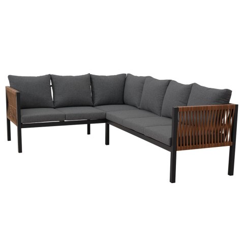 ZESTAW MEBLI OGRODOWYCH JADALNIANYCH TEXAS NAROŻNY 6 OSÓB SOFA STÓŁ ŁAWKA