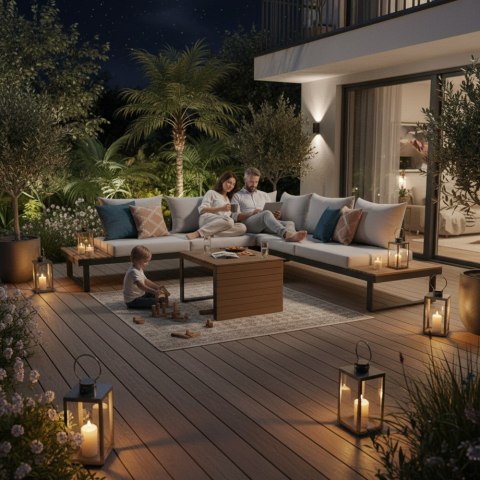 KOMFORTOWY ZESTAW MEBLI OGRODOWYCH MARBELLA STOLIK SOFA NAROŻNIK SZARY