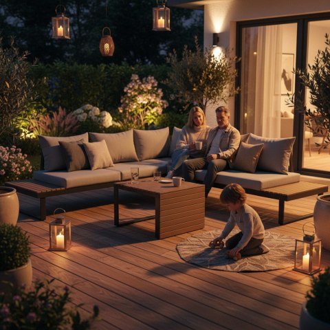 KOMFORTOWY ZESTAW MEBLI OGRODOWYCH MARBELLA STOLIK SOFA NAROŻNIK SZARY