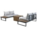 KOMFORTOWY ZESTAW MEBLI OGRODOWYCH MARBELLA STOLIK SOFA NAROŻNIK SZARY