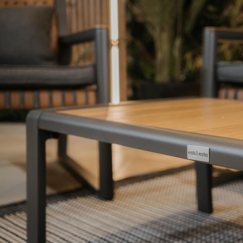 ZESTAW MEBLI OGRODOWYCH TEXAS SOFA 2 FOTELE STOLIK KAWOWY SZARY