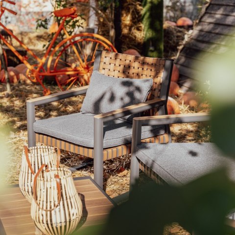 ZESTAW MEBLI OGRODOWYCH TEXAS SOFA 2 FOTELE STOLIK KAWOWY SZARY