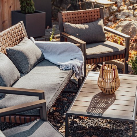 ZESTAW MEBLI OGRODOWYCH TEXAS SOFA 2 FOTELE STOLIK KAWOWY SZARY