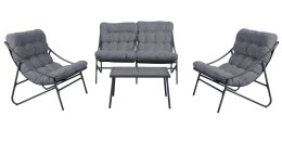 ZESTAW MEBLI OGRODOWYCH VIBE 2 FOTELE SOFA STOLIK KAWOWY SZARY
