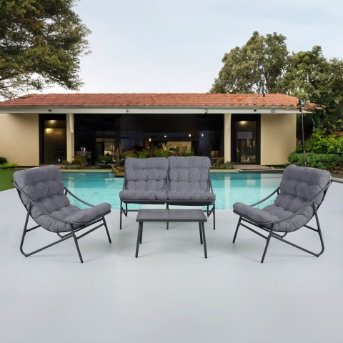 ZESTAW MEBLI OGRODOWYCH VIBE 2 FOTELE SOFA STOLIK KAWOWY SZARY