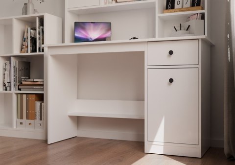 BIURKO KOMPUTEROWE CHESTER Z SZAFKĄ I SZUFLADĄ BIAŁY MAT