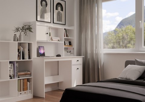 BIURKO KOMPUTEROWE CHESTER Z SZAFKĄ I SZUFLADĄ BIAŁY MAT