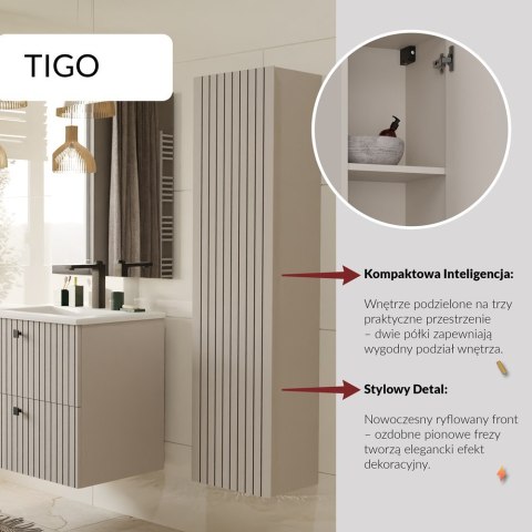WISZĄCA SZAFKA ŁAZIENKOWA SŁUPEK REGAŁ TIGO RYFLOWANY FRONT KOLOR: KASZMIR