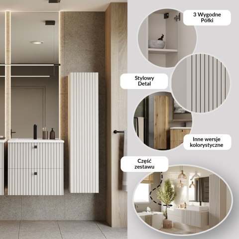 WISZĄCA SZAFKA ŁAZIENKOWA SŁUPEK REGAŁ TIGO RYFLOWANY FRONT KOLOR: KASZMIR
