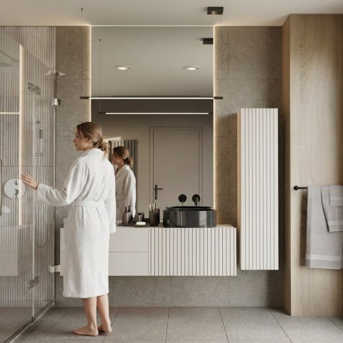 WISZĄCA SZAFKA ŁAZIENKOWA SŁUPEK REGAŁ TIGO RYFLOWANY FRONT KOLOR: KASZMIR