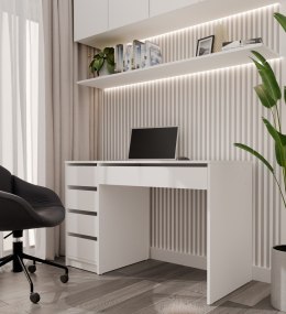 FUNKCJONALNE NOWOCZESNE BIURKO ARTO 120 CM 5 SZUFLAD BIAŁY MAT