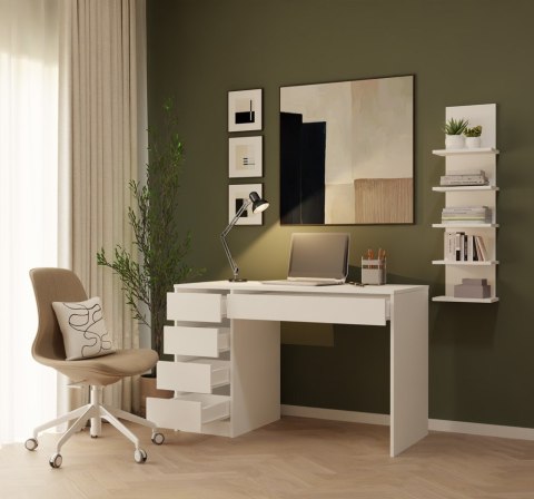 FUNKCJONALNE NOWOCZESNE BIURKO ARTO 120 CM 5 SZUFLAD BIAŁY MAT