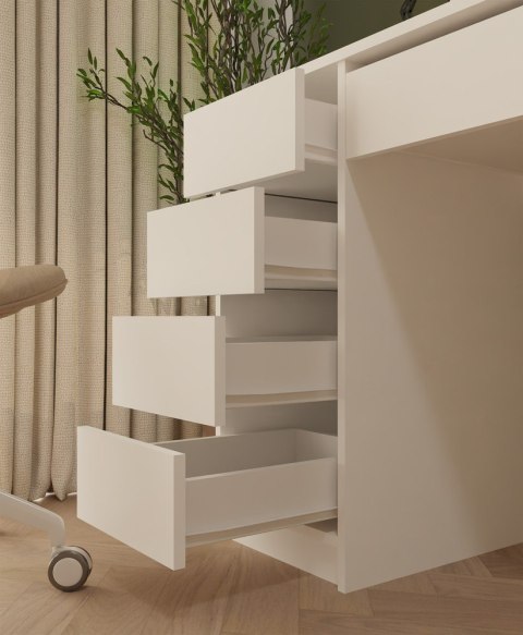 FUNKCJONALNE NOWOCZESNE BIURKO ARTO 120 CM 5 SZUFLAD BIAŁY MAT