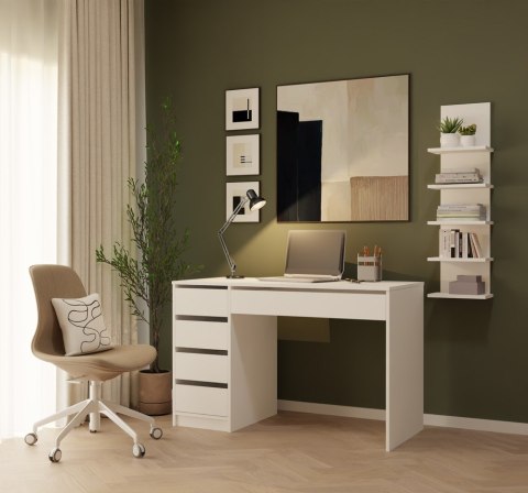 FUNKCJONALNE NOWOCZESNE BIURKO ARTO 120 CM 5 SZUFLAD BIAŁY MAT