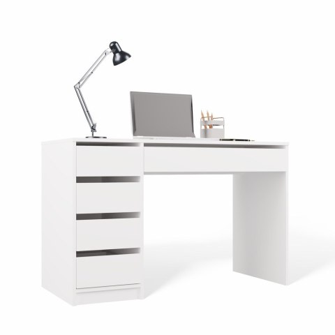 FUNKCJONALNE NOWOCZESNE BIURKO ARTO 120 CM 5 SZUFLAD BIAŁY MAT