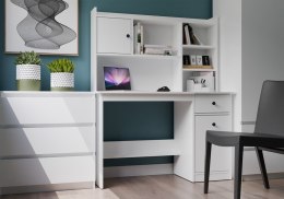 FUNKCJONALNE BIURKO CHESTER 120CM Z NADSTAWKĄ SZUFLADA PÓŁKI BIAŁY MAT