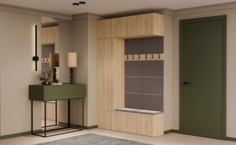 GARDEROBA HAGA DO PRZEDPOKOJU SZAFA 2X WIESZAK Z SIEDZISKIEM DĄB SONOMA