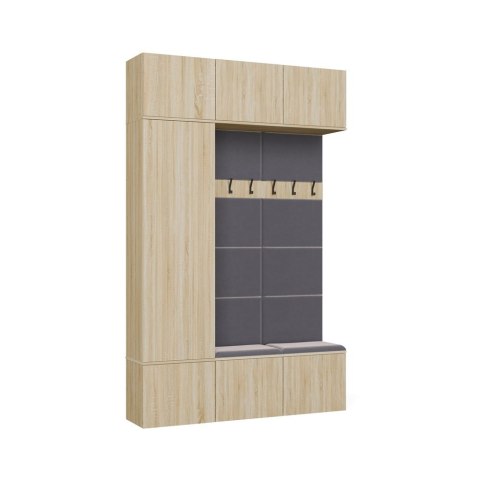 GARDEROBA HAGA DO PRZEDPOKOJU SZAFA 2X WIESZAK Z SIEDZISKIEM DĄB SONOMA