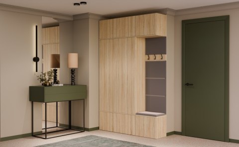 GARDEROBA HAGA DO PRZEDPOKOJU 2X SZAFA WIESZAK Z SIEDZISKIEM DĄB SONOMA