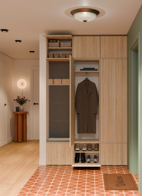 GARDEROBA HAGA DO PRZEDPOKOJU 2X SZAFA WIESZAK Z SIEDZISKIEM DĄB SONOMA