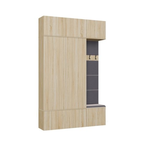 GARDEROBA HAGA DO PRZEDPOKOJU 2X SZAFA WIESZAK Z SIEDZISKIEM DĄB SONOMA